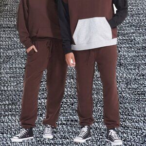 No Boundaries Fleece Elastic Waist Relaxed Fit Jogger Sweatpants Brown Size M